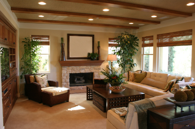 Family Room With Beams